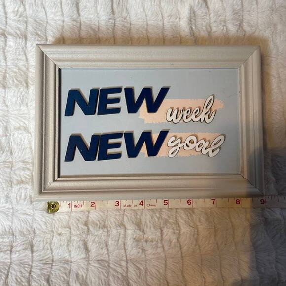 NEW WEEK NEW GOALS Wooden 3D Sign Wall Art Desk Quote Office To Do - Picture 1 of 2